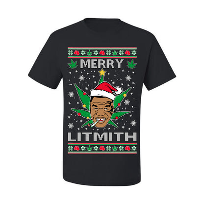 Ugly Xmas  T-shirt , Merry Lithmith Tyson, Joint Weed Pot Leaf Stoner Ugly Christmas T-shirt  Ugly Christmas  Men's T-Shirt