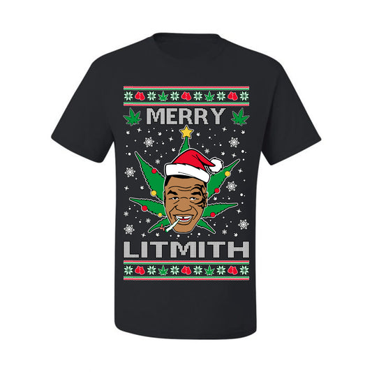 Ugly Xmas  T-shirt , Merry Lithmith Tyson, Joint Weed Pot Leaf Stoner Ugly Christmas T-shirt  Ugly Christmas  Men's T-Shirt