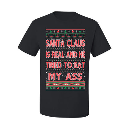 Funny Ugly Xmas  Naughty Santa Claus Is Real Ugly Christmas Tshirt Men's Graphic T-Shirt Ugly Christmas  Men's T-Shirt