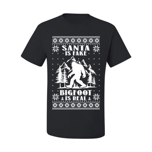 Santa Is Fake Bigfoot Is Real ,Christmas Gifts, Funny Xmas Gift Idea, Ugly Christmas Sweater Men's T-Shirt
