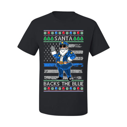 Santa Backs the Blue, Christmas Gifts, Funny Xmas Gift Idea, Ugly Christmas Sweater Men's T-Shirt