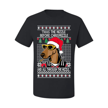 Twas The Nizzle Before Chrismizzle Gangster Dogg Rapper, Christmas Gifts, Funny Xmas Gift Idea, Ugly Christmas Sweater Men's T-Shirt