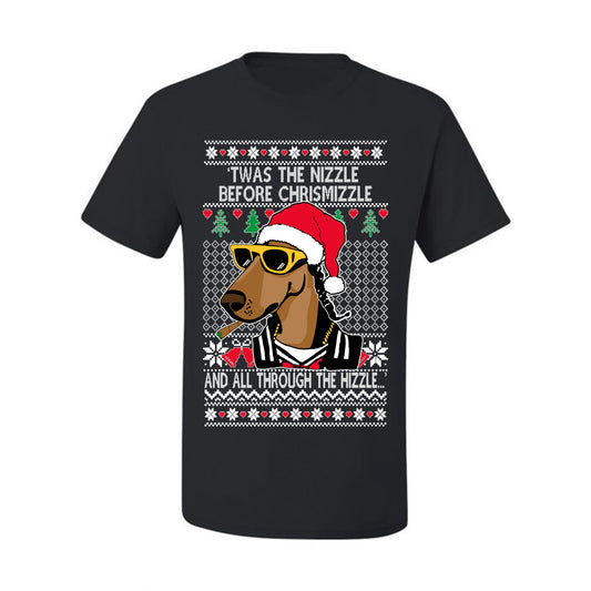 Twas The Nizzle Before Chrismizzle Gangster Dogg Rapper, Christmas Gifts, Funny Xmas Gift Idea, Ugly Christmas Sweater Men's T-Shirt