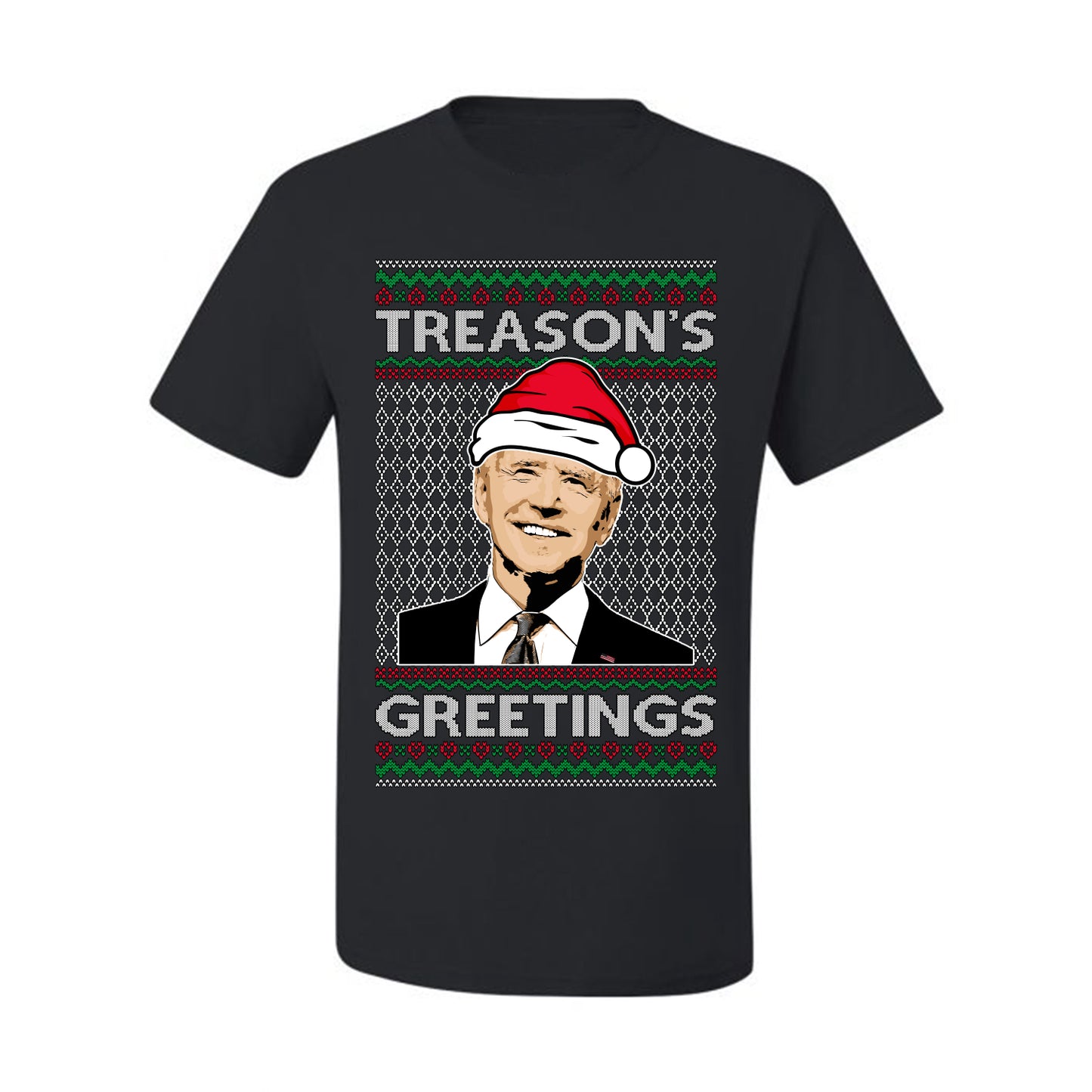 Treason's Greetings Biden President Humor Ugly Christmas Sweater, Christmas Gifts, Funny Xmas Gift Idea, Men's T-Shirt