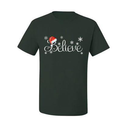 Men's Christmas  Shirt Snowflake Santa Hat Believe  Ugly Christmas T-shirt  Ugly Christmas  Men's T-Shirt
