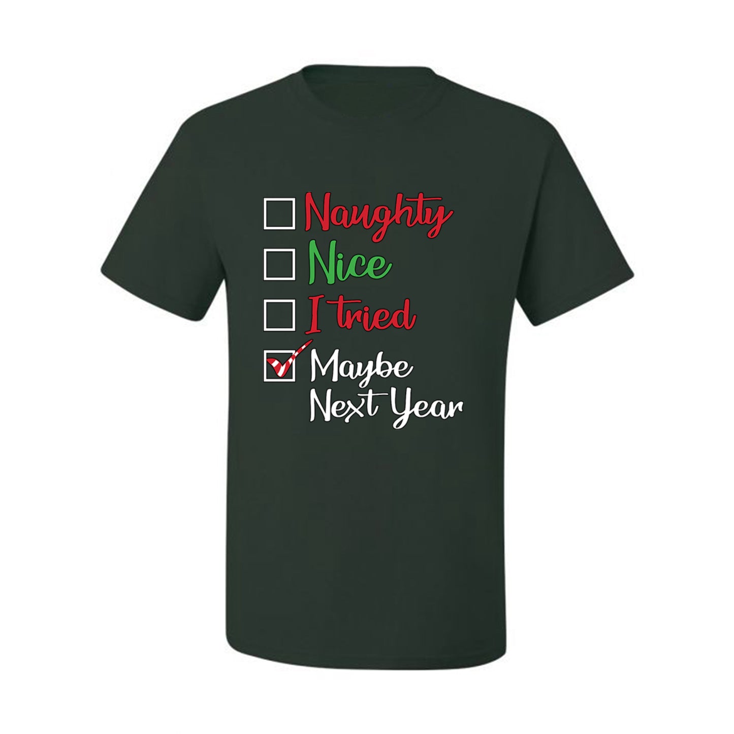 Men's Ugly Christmas  Shirt Naughty Nice I Tried Maybe Next Year Checklist  Ugly Christmas Tshirt Men's Graphic T-Shirt Ugly Christmas  Men's T-Shirt