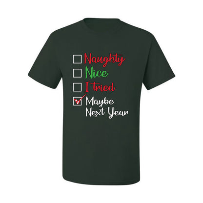 Men's Ugly Christmas  Shirt Naughty Nice I Tried Maybe Next Year Checklist  Ugly Christmas Tshirt Men's Graphic T-Shirt Ugly Christmas  Men's T-Shirt