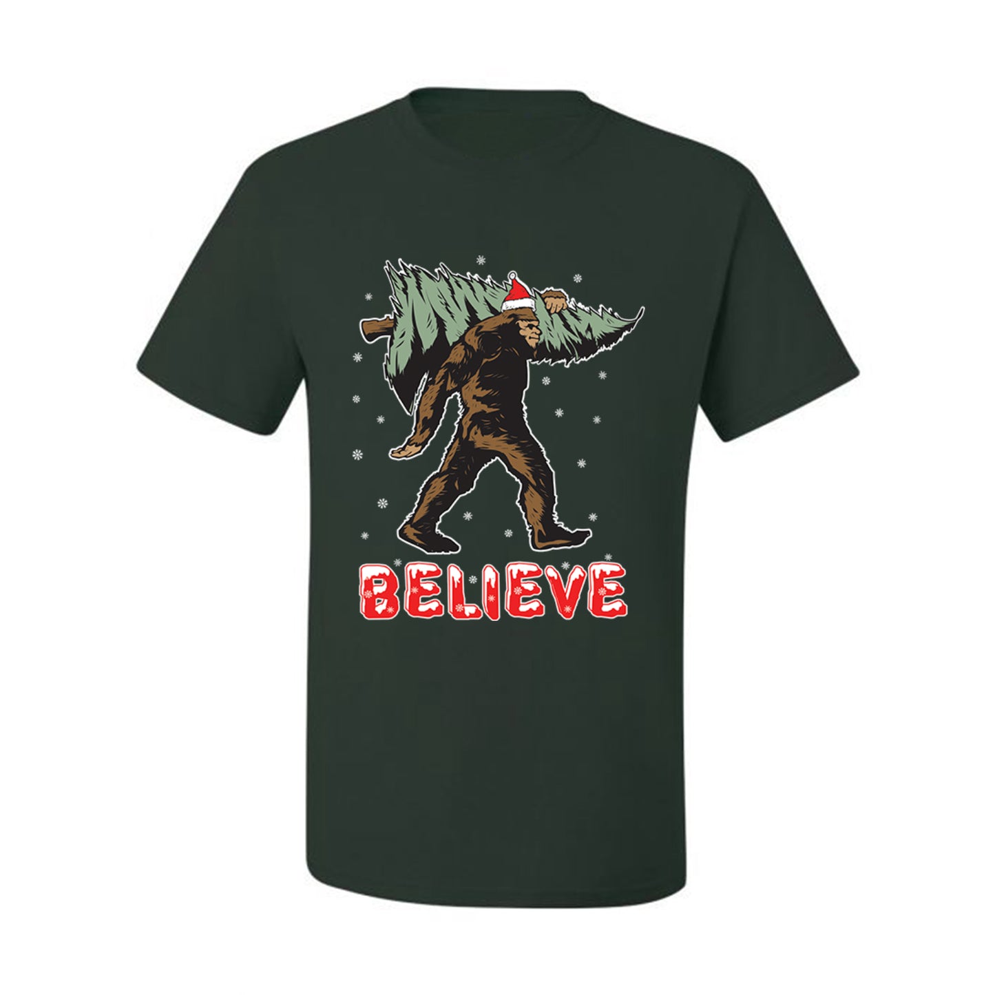 Men's Christmas  Shirt Believe Santa Sasquatch Bigfoot Wild Bobby Ugly Christmas T-shirt  Ugly Christmas  Men's T-Shirt
