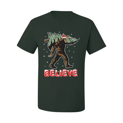 Men's Christmas  Shirt Believe Santa Sasquatch Bigfoot Wild Bobby Ugly Christmas T-shirt  Ugly Christmas  Men's T-Shirt