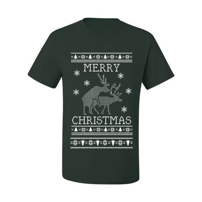 Funny  Ugly Xmas Holiday T-shirt  Merry Christmas Reindeer Humping  Ugly Christmas T-shirt  Ugly Christmas  Men's T-Shirt