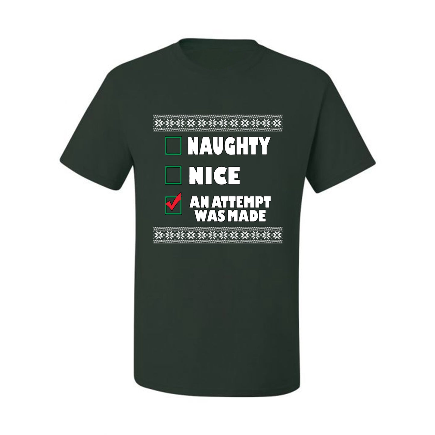Attempted to be Naughty and Nice Men's Ugly T-shirt for Christmas  Shirt Ugly Christmas T-shirt  Ugly Christmas  Men's T-Shirt