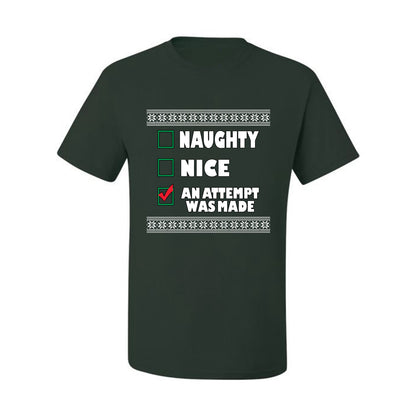 Attempted to be Naughty and Nice Men's Ugly T-shirt for Christmas  Shirt Ugly Christmas T-shirt  Ugly Christmas  Men's T-Shirt