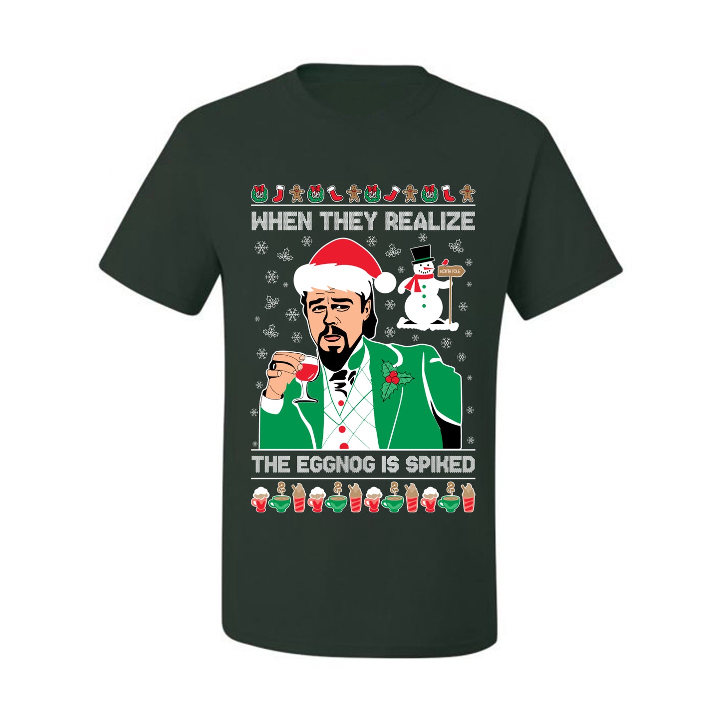 Funny  Ugly Xmas Graphic  T-shirt Leo The Eggnog Meme  Ugly Christmas T-shirt  Ugly Christmas  Men's T-Shirt