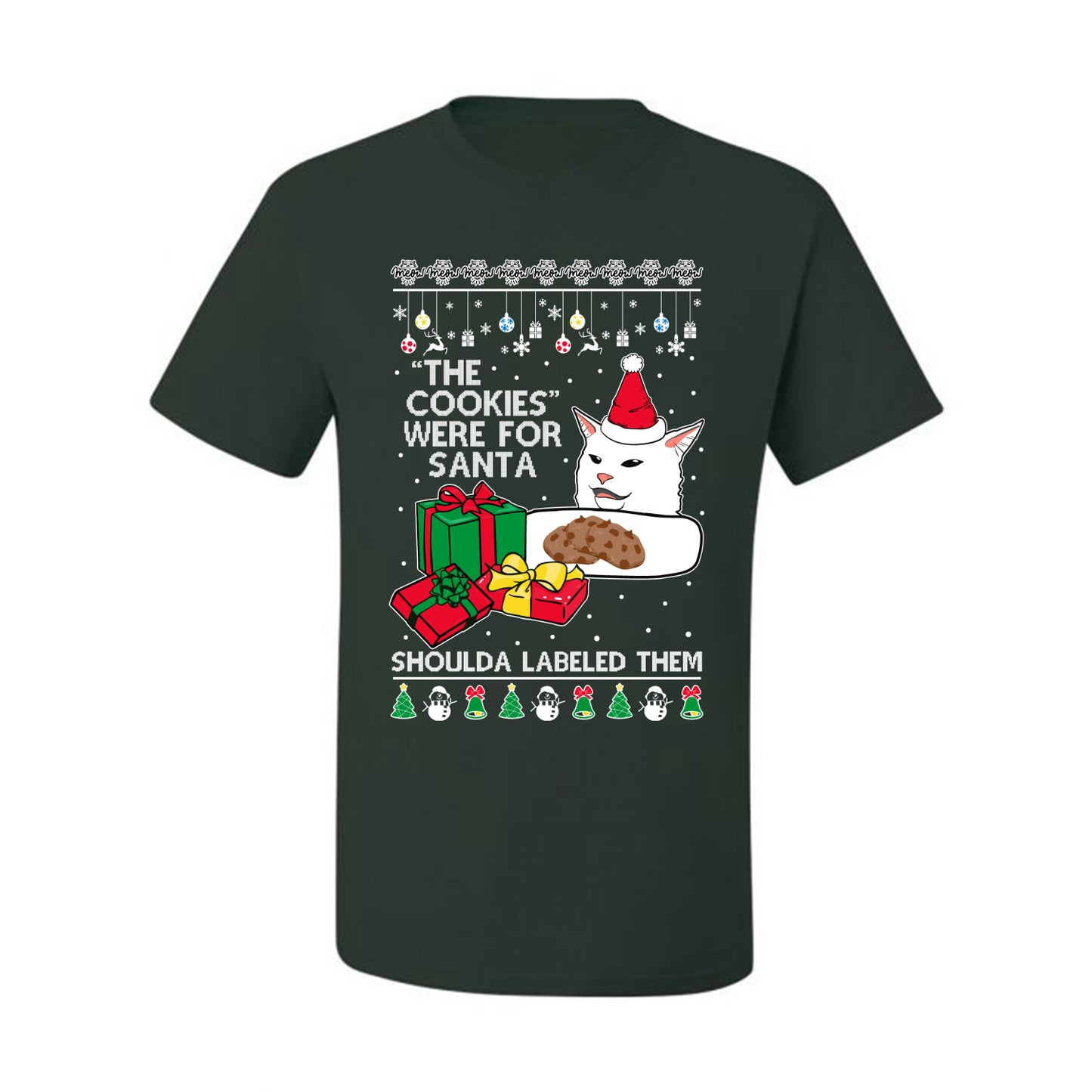 Cat Meme The Cookies Were For Santa Cute Xmas Meme, Christmas Gifts, Funny Xmas Gift Idea, Ugly Christmas Sweater Men's T-Shirt