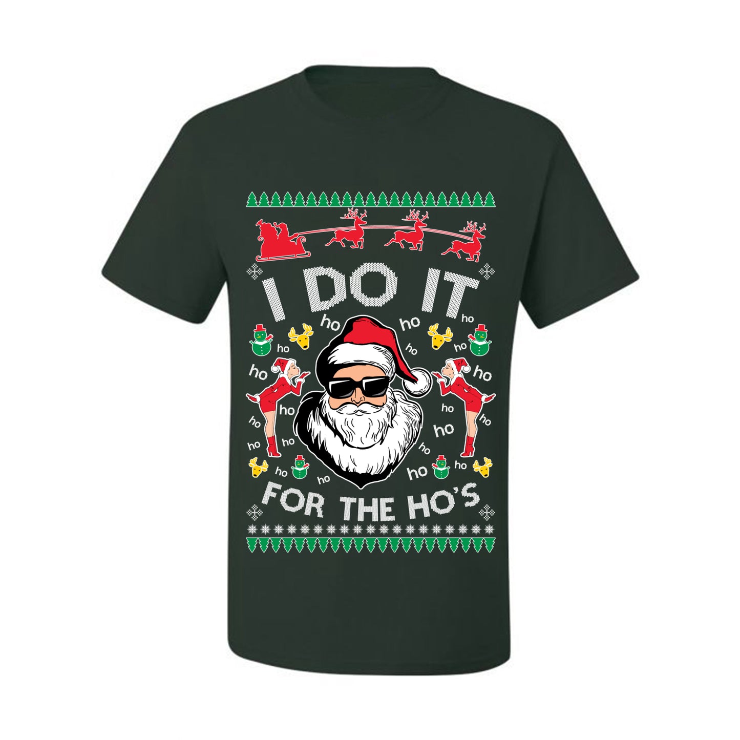 Funny Ugly Xmas Holiday T-shirt Graphic "I do it for the Ho's" Ugly Christmas T-shirt  Ugly Christmas  Men's T-Shirt