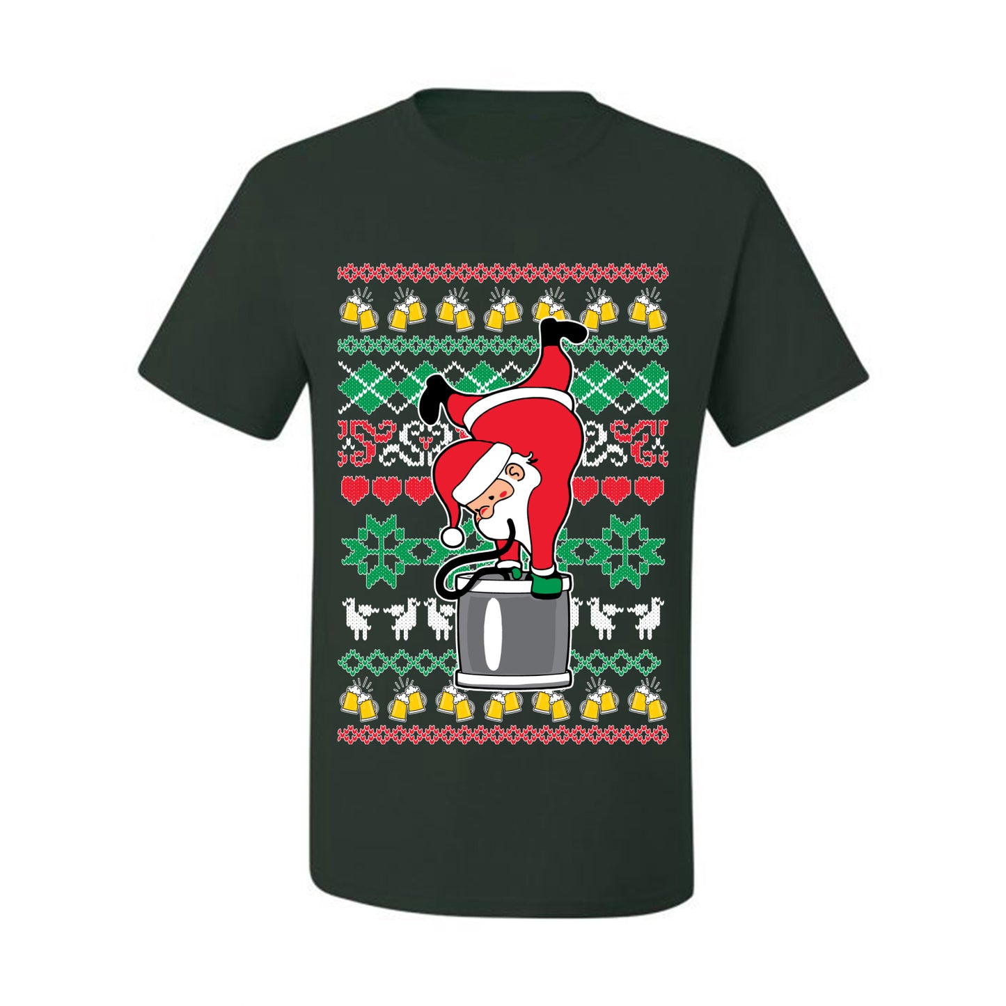 Ugly Xmas Graphic  T-shirt  Drunk Keg Stand Beer Drinking Santa Ugly Christmas T-shirt  Ugly Christmas  Men's T-Shirt