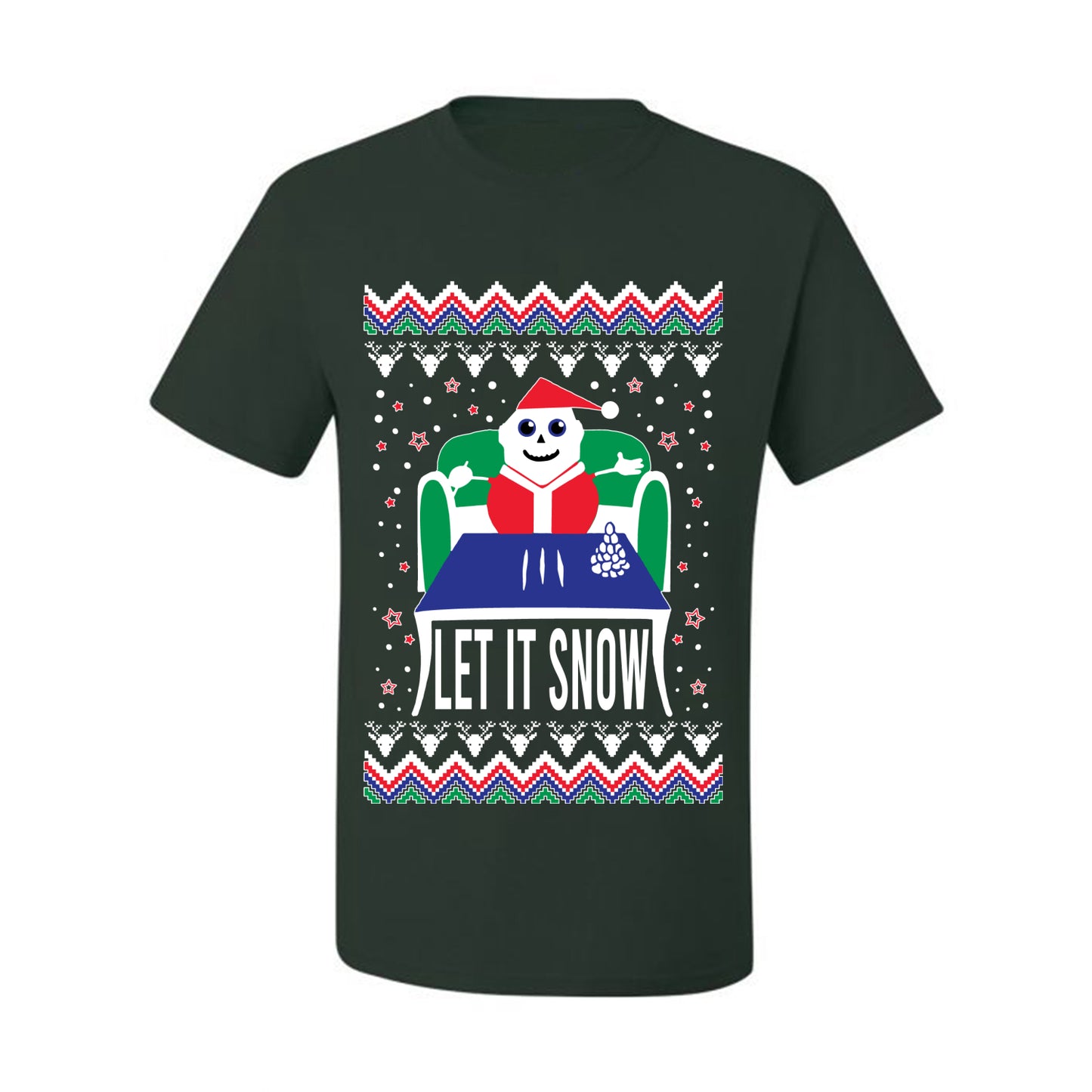 Ugly Merry Xmas Tshirt  Let It Snow Cocaine Santa  Ugly Christmas Tshirt Men's Graphic T-Shirt Ugly Christmas  Men's T-Shirt
