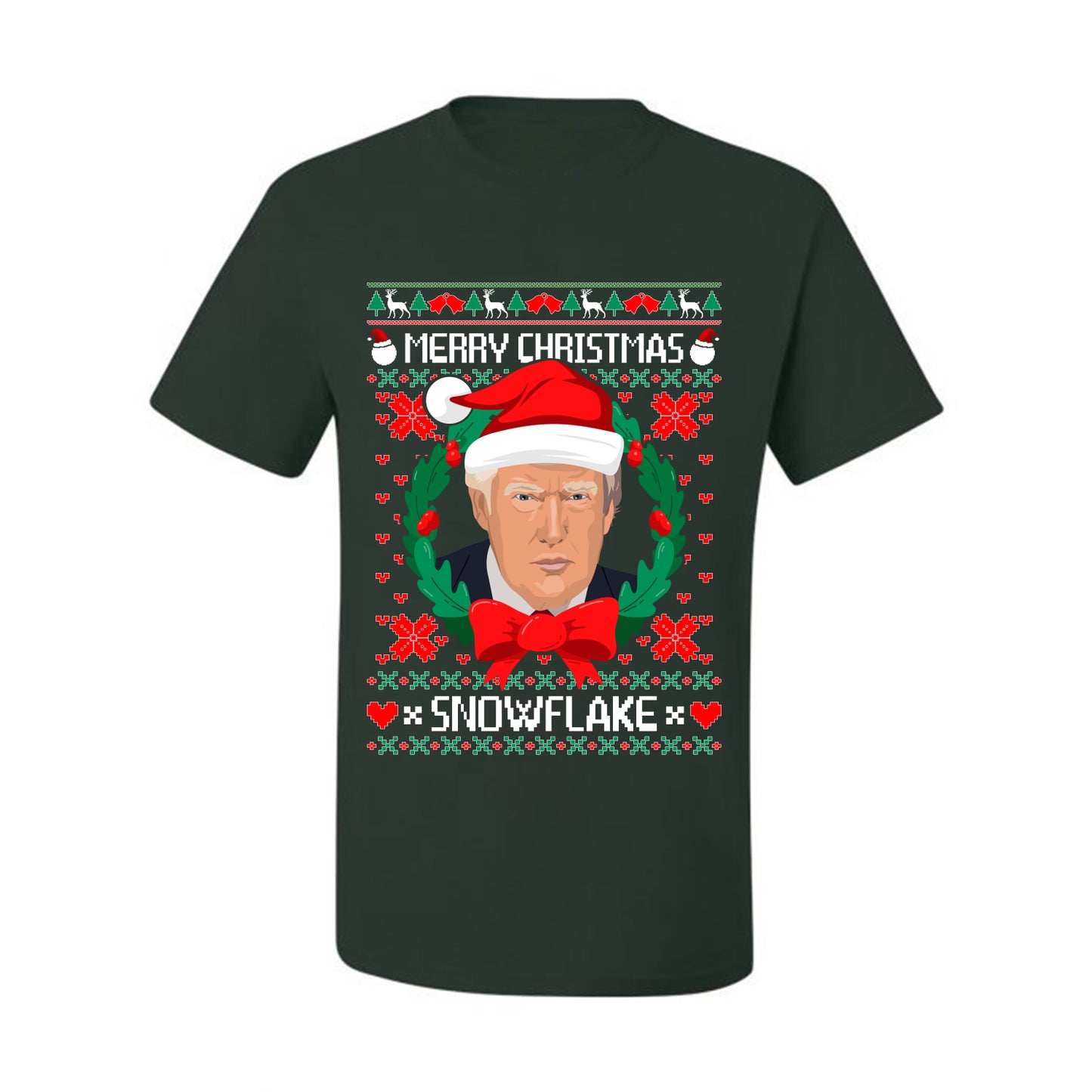 Funny Ugly Xmas Holiday  T-shirt  Trump Merry Christmas Snowflake Ugly Christmas T-shirt  Ugly Christmas  Men's T-Shirt