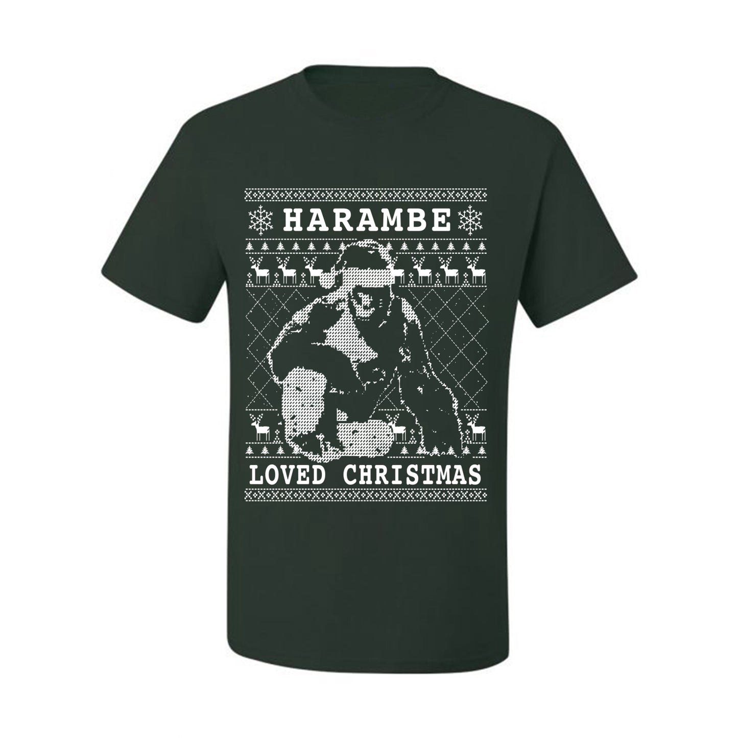 Ugly Christmas Graphic  T-shirt  Harambe Loved Christmas Funny Meme Holiday Gorilla  Ugly Christmas T-shirt  Ugly Christmas  Men's T-Shirt