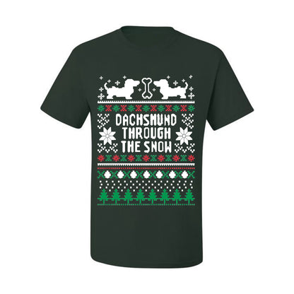 Graphic Daschund Through The Snow Christmas Wild Bobby Ugly Christmas Butcher Apron BBQ Grilling, Kitchen Cooking Ugly Christmas T-shirt  Ugly Christmas  Men's T-Shirt