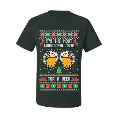 Men's Ugly Christmas Tshirt  Shirt, "It's The Most Wonderful Time for a Beer" Ugly Christmas Tshirt Men's Graphic T-Shirt Ugly Christmas  Men's T-Shirt