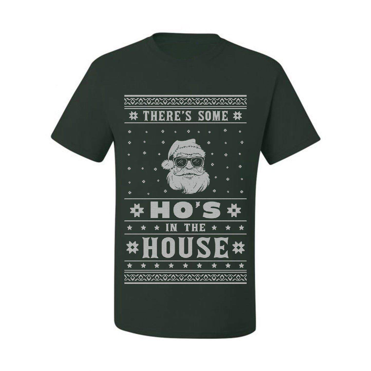 Ugly Xmas Holiday Graphic  Theres Some Hos in the House Santa Ugly Christmas T-shirt  Ugly Christmas  Men's T-Shirt