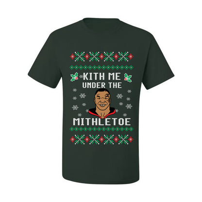 Tyson Lisp Funny Ugly Christmas "Kith Me Under The Mithletoe" Ugly Christmas T-shirt  Ugly Christmas  Men's T-Shirt