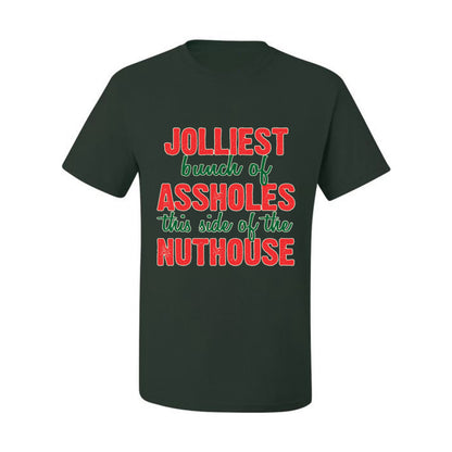 Ugly Christmas Butcher Graphic , Cooking BBQ Grilling Kitchen, "Jolliest Bunch of Assholes This Side of Nuthouse", Wild Bobby Ugly Christmas Tshirt Men's Graphic T-Shirt Ugly Christmas  Men's T-Shirt