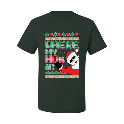 Ugly T-shirt for Christmas  Shirt "Santa Where My Hos At?" Ugly Christmas T-shirt  Ugly Christmas  Men's T-Shirt
