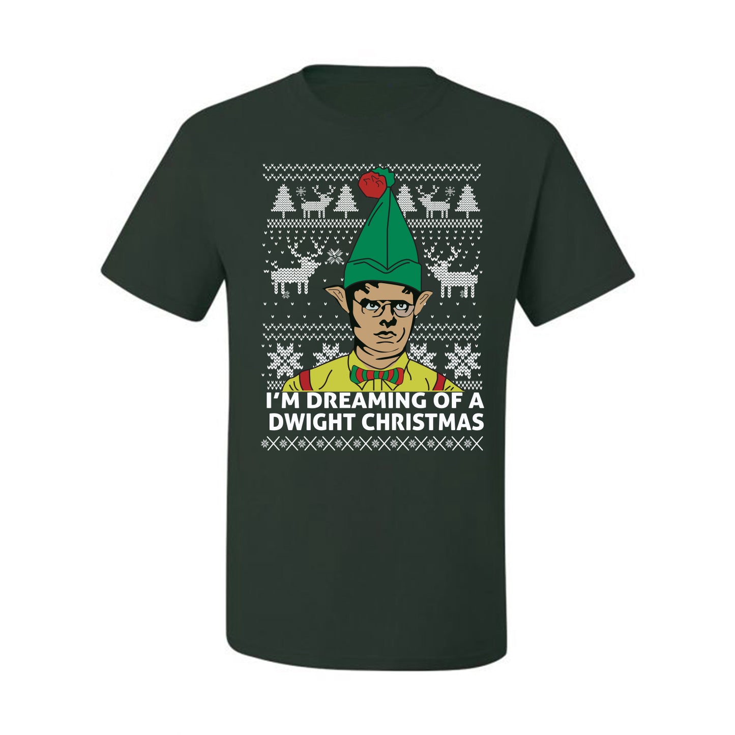 Funny Graphic Shirt Ugly Xmas Holiday T-shirt  The Office Schrute "I'm Dreaming of a Dwight Christmas" Wild Bobby Ugly Christmas T-shirt  Ugly Christmas  Men's T-Shirt
