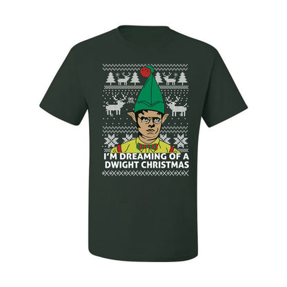 Funny Graphic Shirt Ugly Xmas Holiday T-shirt  The Office Schrute "I'm Dreaming of a Dwight Christmas" Wild Bobby Ugly Christmas T-shirt  Ugly Christmas  Men's T-Shirt