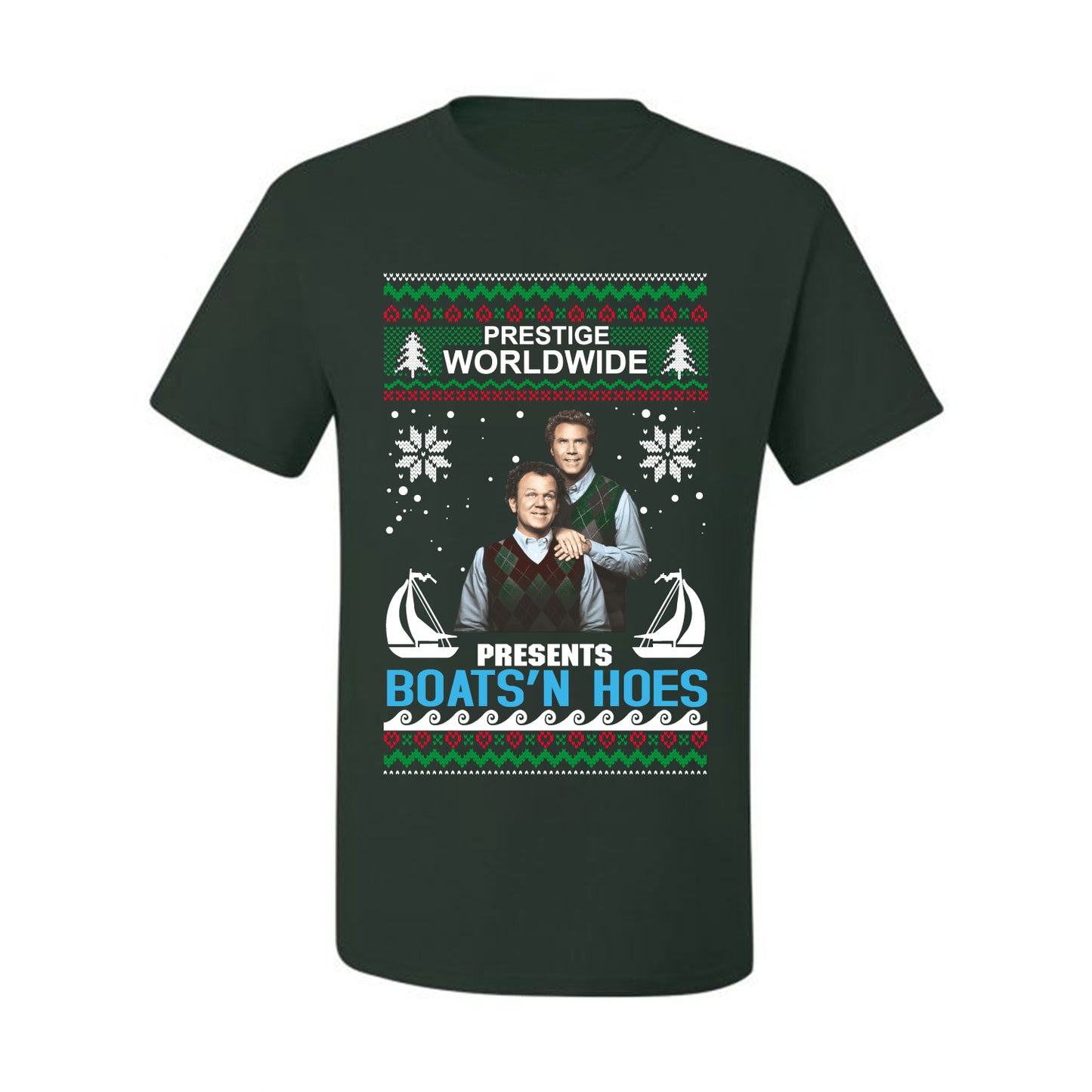 Prestige Worldwide Boats N' Hoes Step Brothers, Christmas Gifts, Funny Xmas Gift Idea, Ugly Christmas Sweater Men's T-Shirt