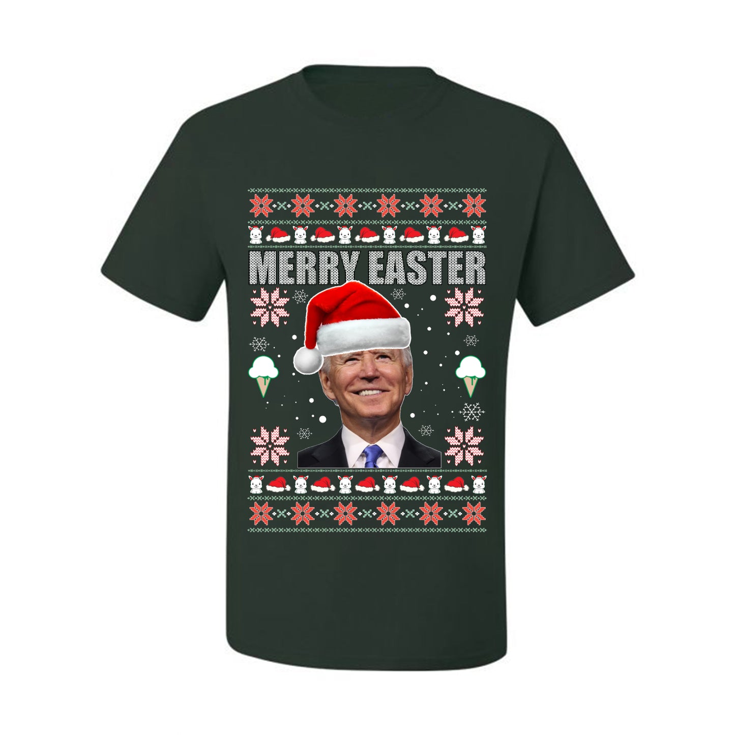Funny Ugly Xmas Holiday T-shirt  Graphic  Joe Biden Merry Easter Ugly Christmas T-shirt  Ugly Christmas  Men's T-Shirt