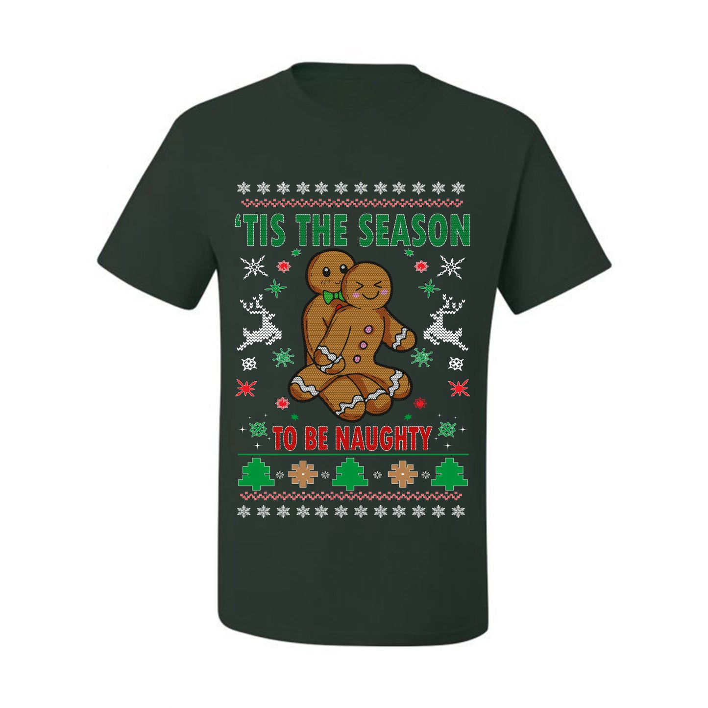 Graphic Ugly Christmas  T-shirt  Tis' The Season To Be Naughty Ugly Christmas T-shirt  Ugly Christmas  Men's T-Shirt