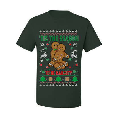 Graphic Ugly Christmas  T-shirt  Tis' The Season To Be Naughty Ugly Christmas T-shirt  Ugly Christmas  Men's T-Shirt