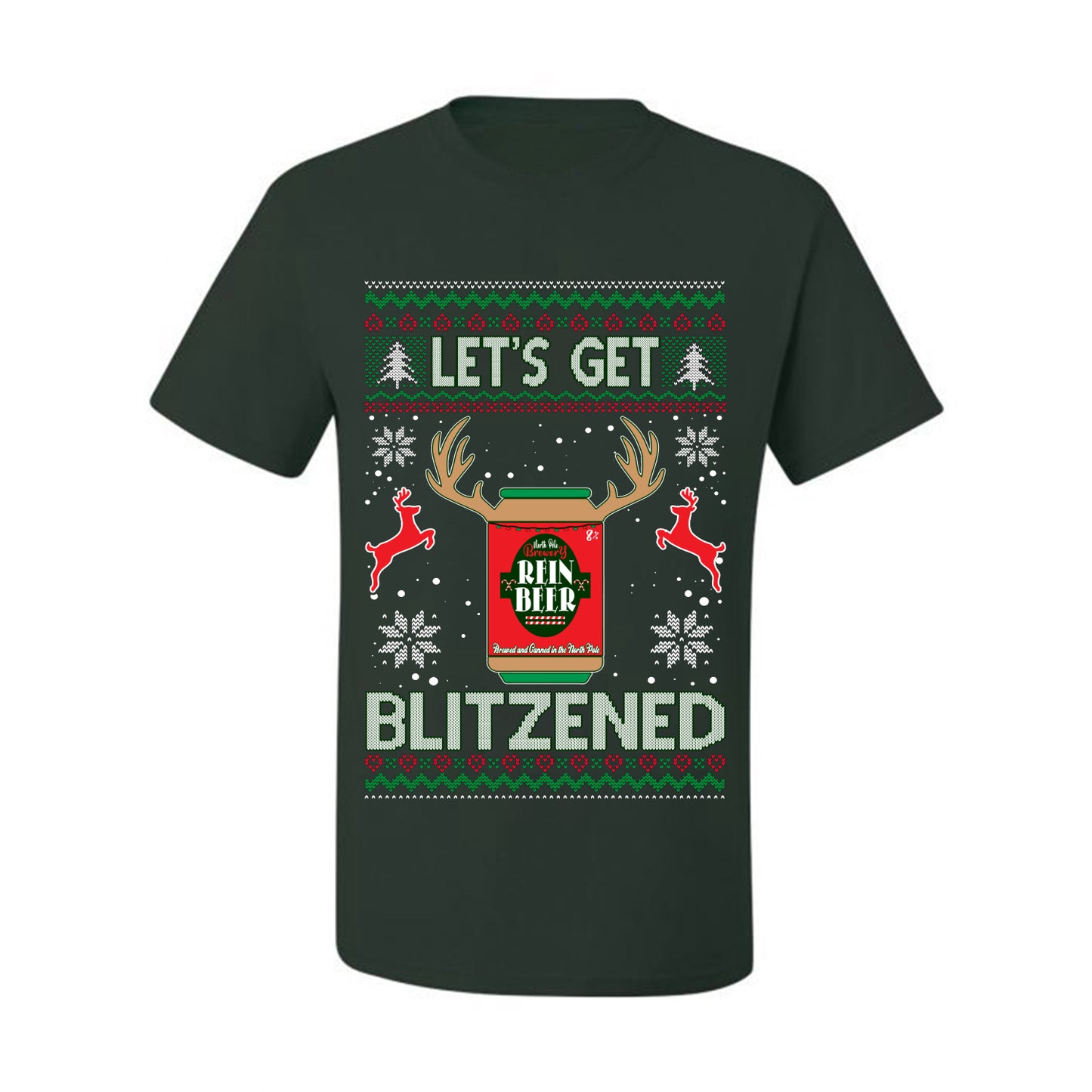 Men's Ugly T-shirt for Christmas Holidays  Shirt Wild Bobby Let's Get Blitzened Rein Beer Ugly Christmas T-shirt  Ugly Christmas  Men's T-Shirt