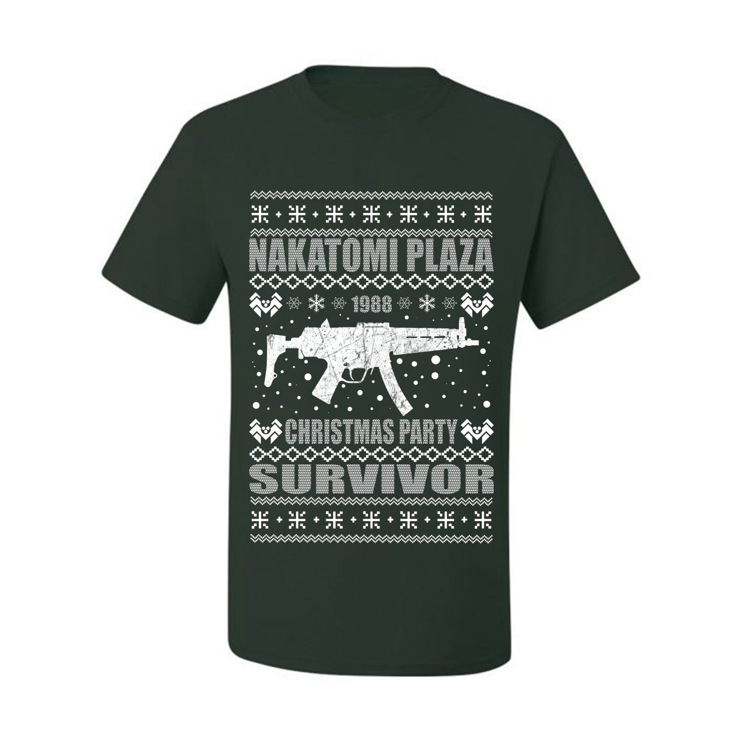 Ugly Xmas  T-shirt Graphic Nakatomi Plaza Christmas Party Survivor 1988 Ugly Christmas T-shirt  Ugly Christmas  Men's T-Shirt
