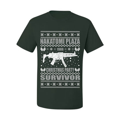 Ugly Xmas  T-shirt Graphic Nakatomi Plaza Christmas Party Survivor 1988 Ugly Christmas T-shirt  Ugly Christmas  Men's T-Shirt