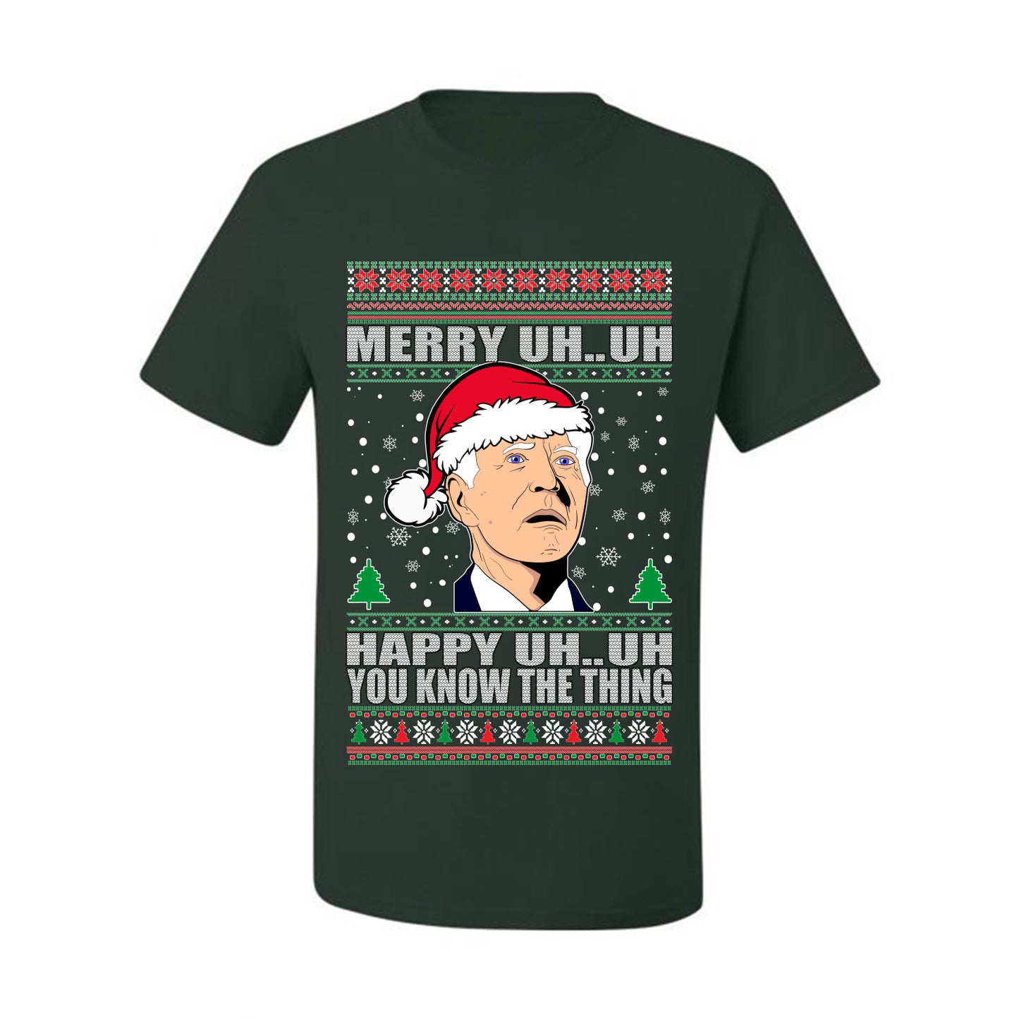 Funny Graphic  Ugly Xmas Holiday T-shirt "Merry UH UH You Know The Thing" Anti Joe Biden Confused Sleepy Old Ugly Christmas T-shirt  Ugly Christmas  Men's T-Shirt