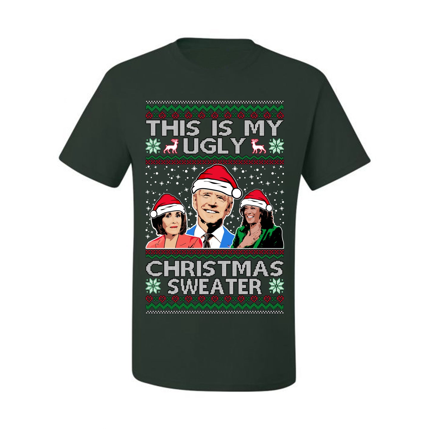 Men's Graphic Ugly Xmas Tshirt, This is My Ugly Christmas Tshirt, Anti Democrat Biden Kamala Pelosi, Wild Bobby  Ugly Christmas Tshirt Men's Graphic T-Shirt Ugly Christmas  Men's T-Shirt