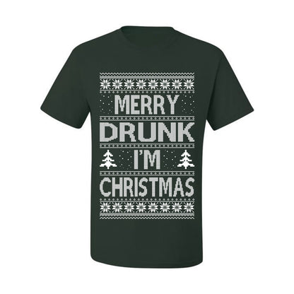 Funny Ugly Xmas Tshirt , Merry Drunk I'm Christmas, Wine Beer  Drinking,  Ugly Christmas Tshirt Men's Graphic T-Shirt Ugly Christmas  Men's T-Shirt
