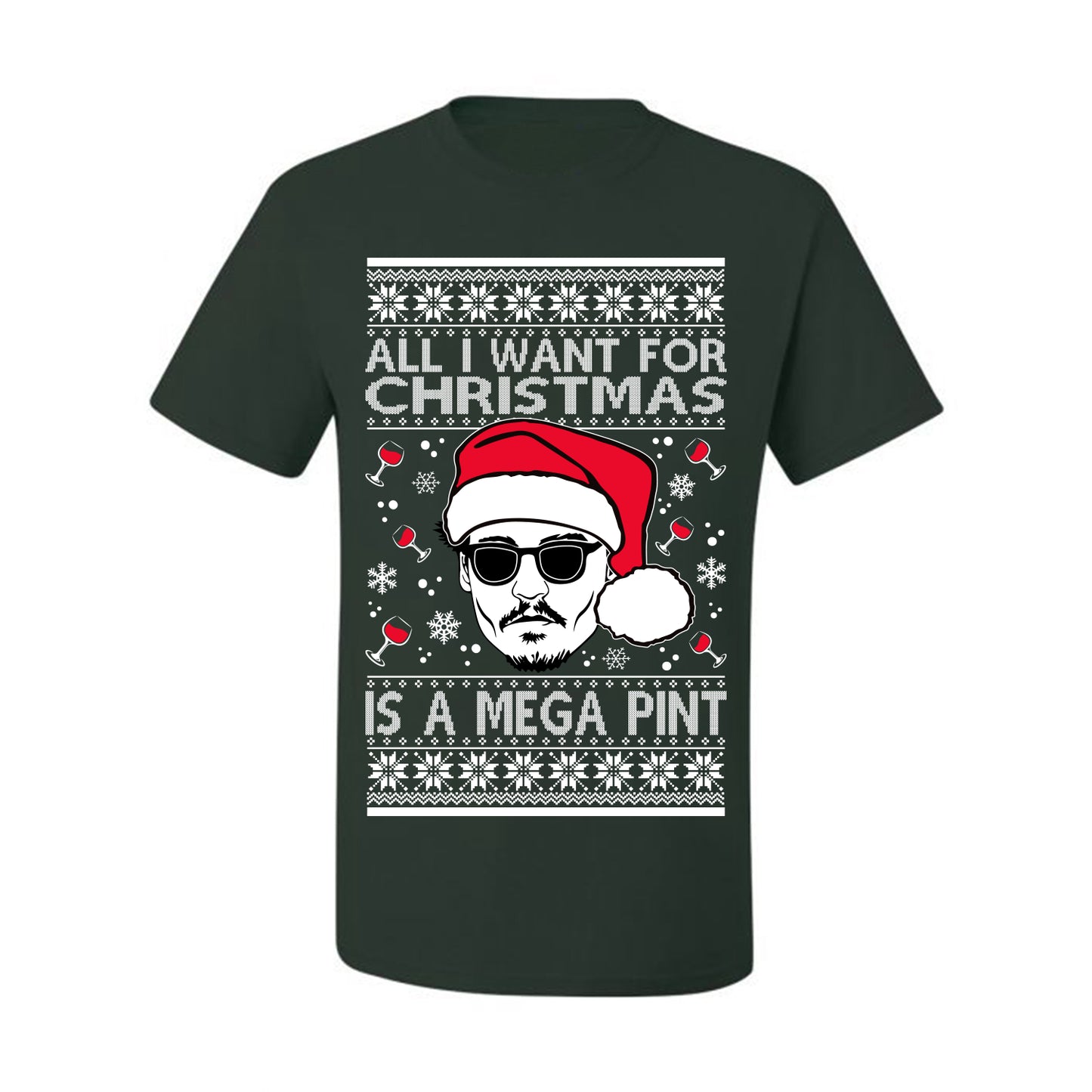 Graphic All I Want For Christmas is a Mega Ugly Xmas T-shirt Wild Bobby Johnny D  Ugly Christmas T-shirt  Ugly Christmas  Men's T-Shirt