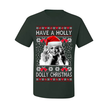 Ugly Xmas Tshirt , "Have a Holly Dolly Christmas" Ugly Christmas Tshirt Men's Graphic T-Shirt Ugly Christmas  Men's T-Shirt