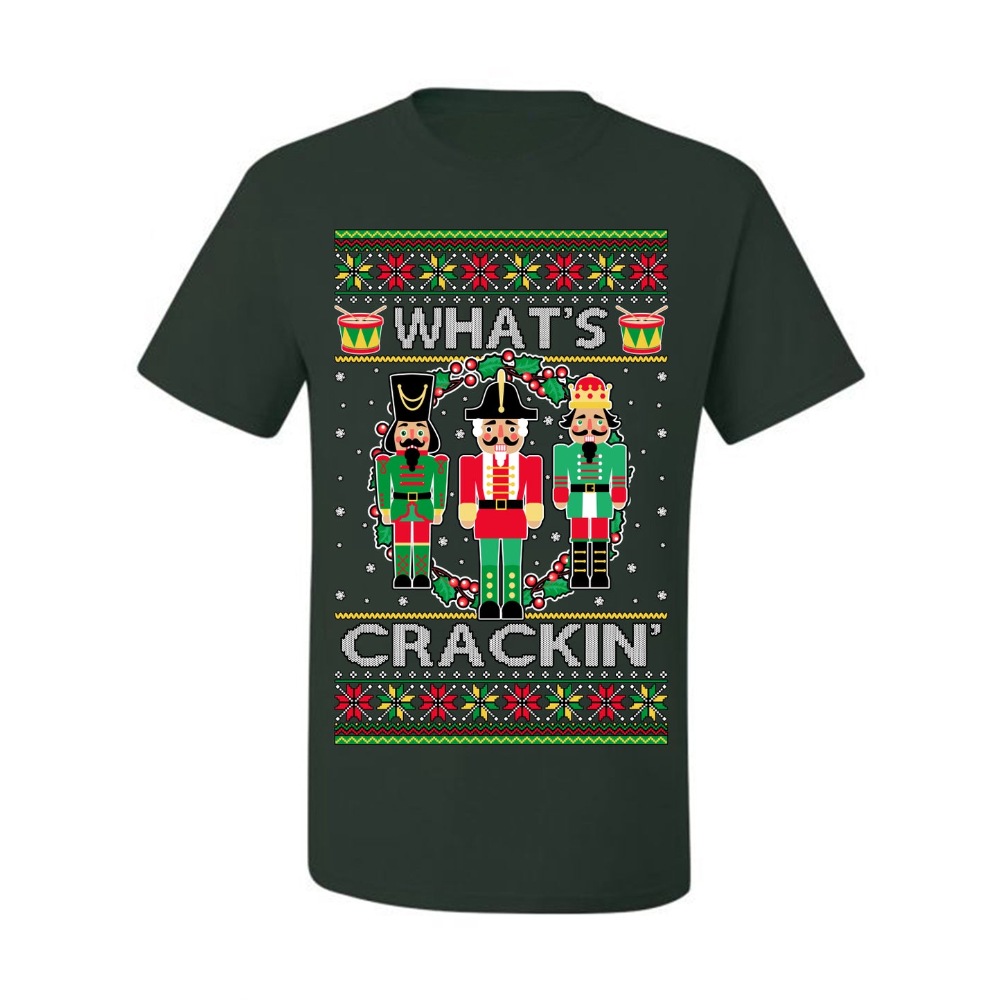 Funny Meme Ugly Xmas Holiday T-shirt Graphic What's Crackin' Nutcracker Ugly Christmas T-shirt  Ugly Christmas  Men's T-Shirt