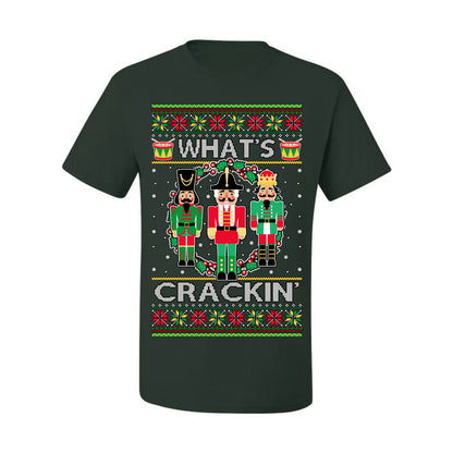 Funny Meme Ugly Xmas Holiday T-shirt Graphic What's Crackin' Nutcracker Ugly Christmas T-shirt  Ugly Christmas  Men's T-Shirt