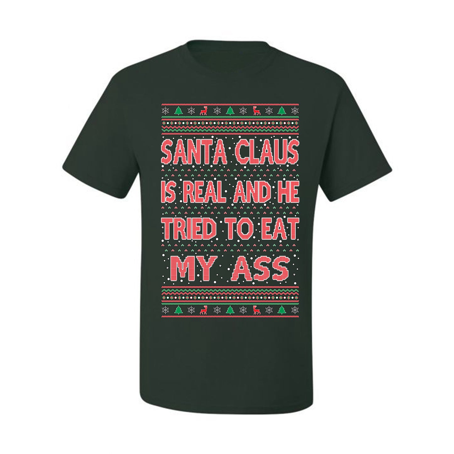 Funny Ugly Xmas  Naughty Santa Claus Is Real Ugly Christmas Tshirt Men's Graphic T-Shirt Ugly Christmas  Men's T-Shirt
