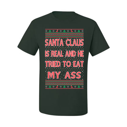 Funny Ugly Xmas  Naughty Santa Claus Is Real Ugly Christmas Tshirt Men's Graphic T-Shirt Ugly Christmas  Men's T-Shirt