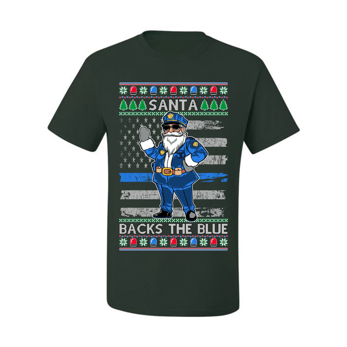 Santa Backs the Blue, Christmas Gifts, Funny Xmas Gift Idea, Ugly Christmas Sweater Men's T-Shirt
