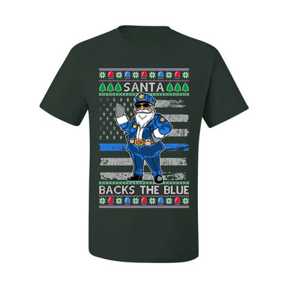 Santa Backs the Blue, Christmas Gifts, Funny Xmas Gift Idea, Ugly Christmas Sweater Men's T-Shirt