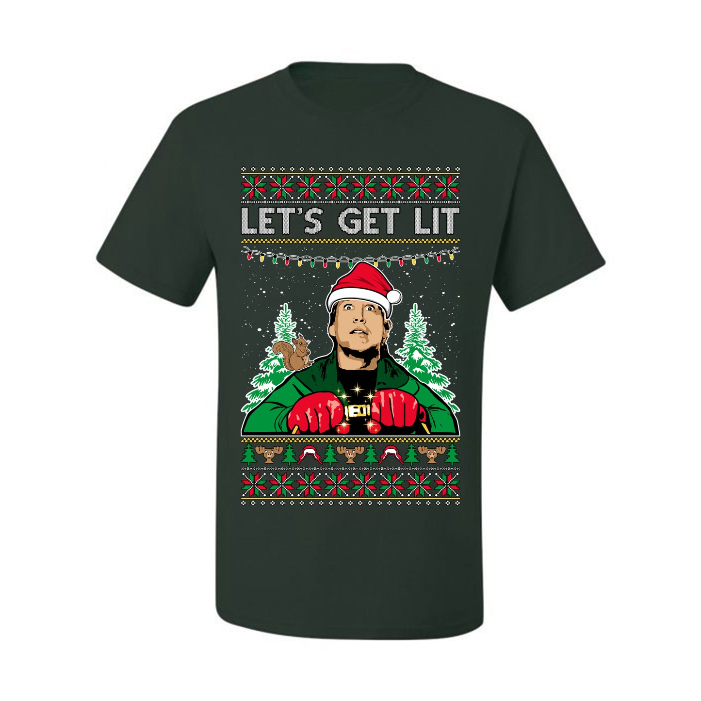 Let's Get Lit Clark Vacation Movie Parody Ugly Christmas Sweater, Christmas Gifts, Funny Xmas Gift Idea, Men's T-Shirt